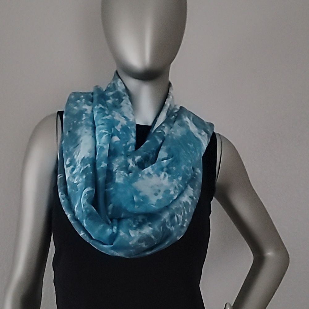 Eileen Fisher Silk Blue Drangonfly Hand-Dyed  Scarf